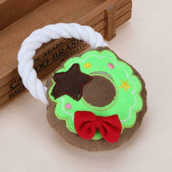 Pet Squeaky Plush Resistant Biting Training Christmas Wreath Sounding Toys #gib