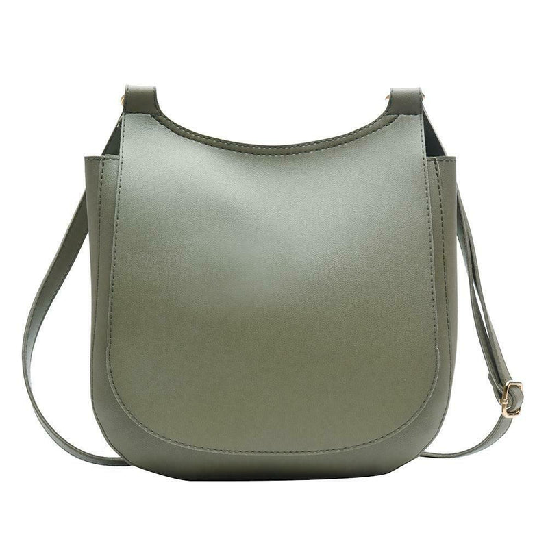 Solid Color Shoulder Handbags Leather Women Big Flap Crossbody Bags (Green)