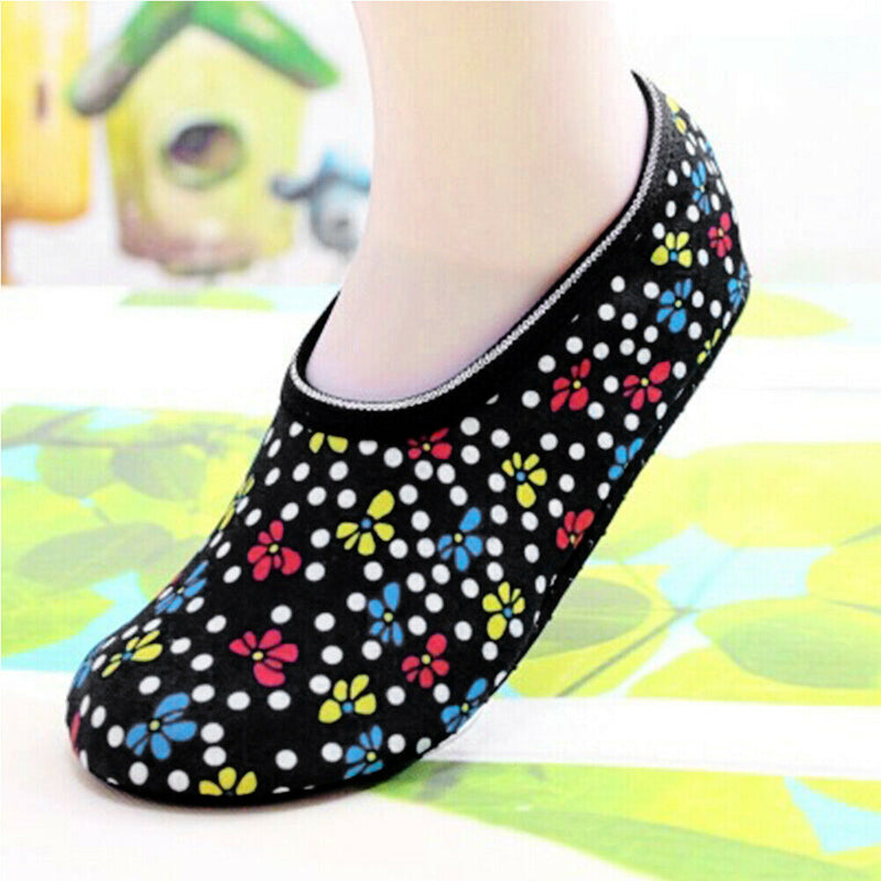 Women Home Yoga Flower Printing Sweat Absorb Pilates Non Slip Indoor Boat Socks