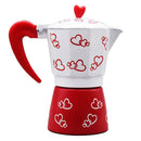 6 Cup Moka Stovetop Espresso Coffee Maker Pot Latte Red Heart Print