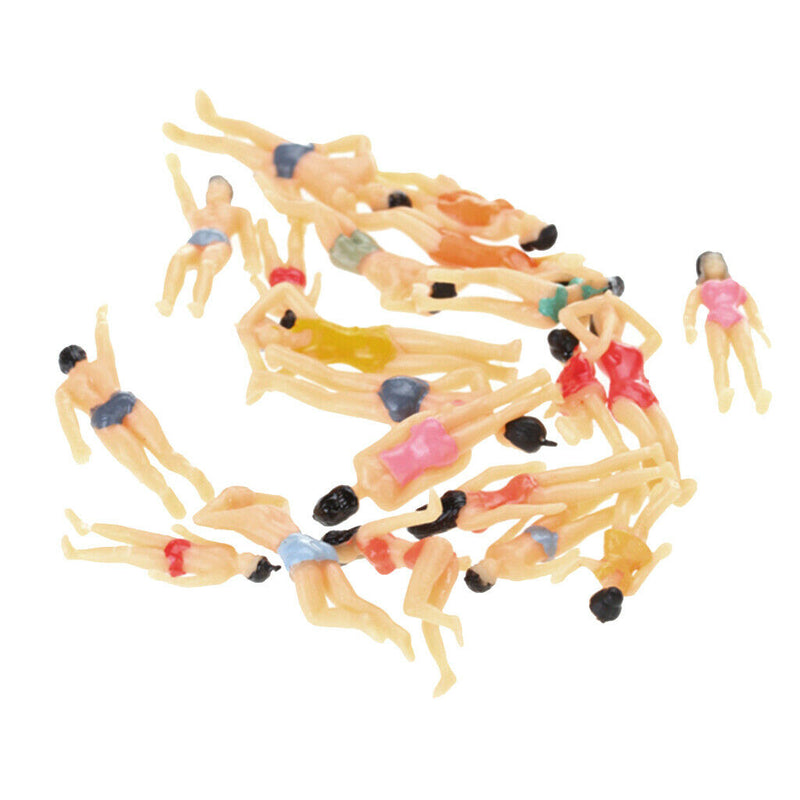 20x People Figures for Models Little Painted Beach People Figures(1:50) Colorful
