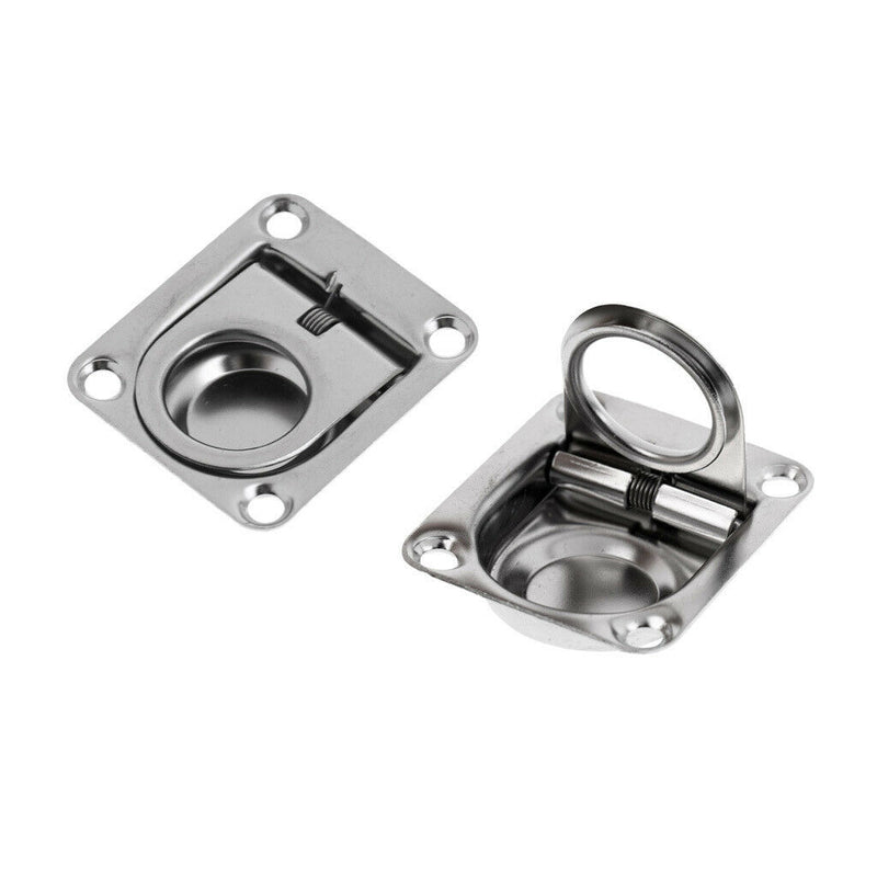 2Pcs Deck Hatch Flush Ring Pull Latch Handle Stainless Steel 2-1/4'' x 2-5/8''