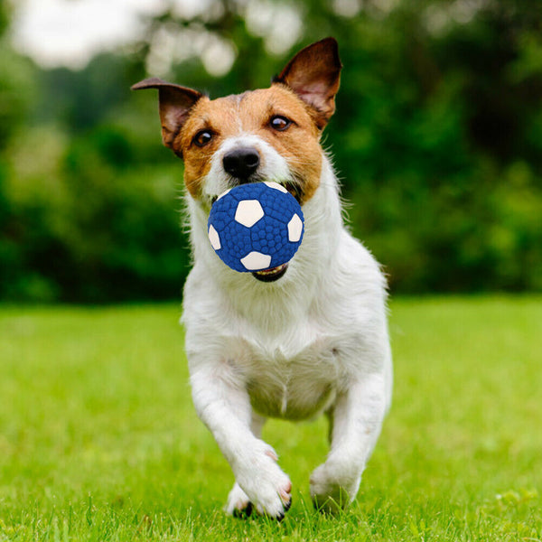 Pet Soft Latex Squeak Sound Molar Ball Dog Interactive Chew Toys (Football) A#S