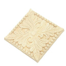Natural Wood Appliques Square Flower Carving Decals Decorative Wooden Mould