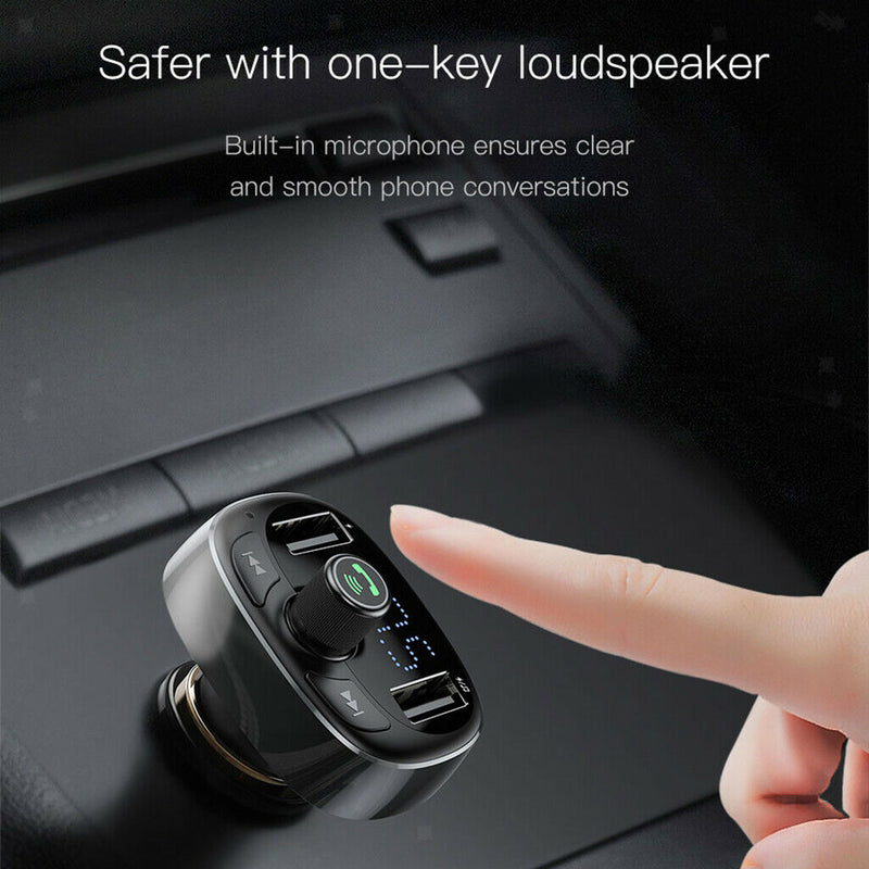 Bluetooth Car Kit MP3 Player FM Transmitter Radio Adapter Dual USB Black