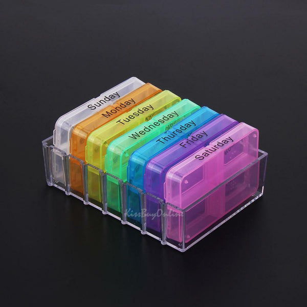 28 Compartments Weekly Pill Box Braille Printed Medicine Storage Container Case