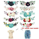 10pc Flowers Iron on Heat Transfer Patches for Kids Clothing DIY Stripe Applique