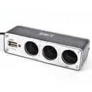 Black 3 Ways Multi Socket Car Cigarette Lighter Splitter USB Charger  SP