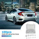 100pcs 12 Sizes Double Wire Spring Hose Clamps Fuel Line Hose Tube Clip Assorted