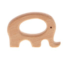 2pcs Natural Wood Teether Safe Wooden Cartoon Animal Baby Teething Rings