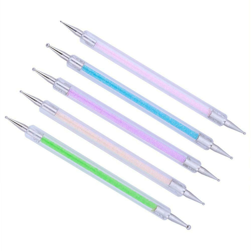 5pcs/set Personal Double Crystal Rhinestone Dotting Drill Nail Painting Pen A