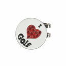 Magnetic cap clip removable metal golf white red I love GOLF marker set