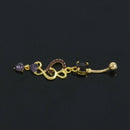 Love Heart Crystal Gem Navel Buckle Belly Ring Piercing Body Diamond Inlaid