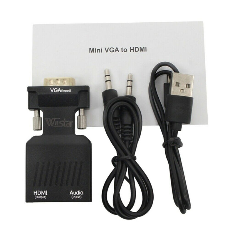 Video Converter HDMI To VGA Adapter Cable 1080P HDTV + Audio And USB Cable