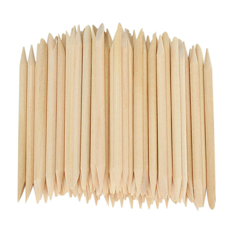 100 Pieces Orange Wood Sticks Cuticle Pusher Remover Manicure Pedicure Nail Art