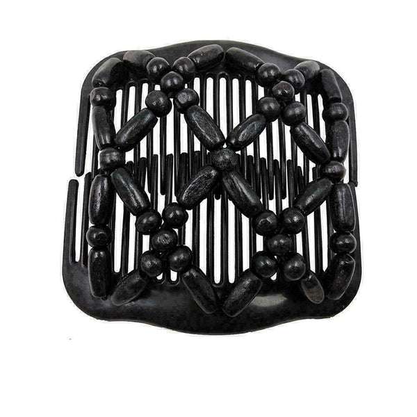 Women Magic Variety Hair Comb Imitation Wood Double Row M9S4 In Bead Change Y7Q4