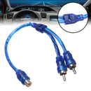 1 RCA Female To 2 Male Splitter Y Adapter Stereo Audio Cable Wire Connector Blue