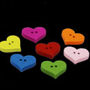 100pcs Wood Novelty Heart Design Buttons 17 x 20mm Sewing Button Art Crafts