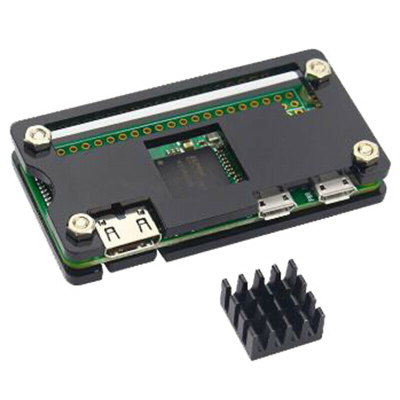 Raspberry Pi Zero W wireless Acrylic Case with Heat Sink Clear Black Enclos BX