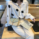 Straw Leather Women Messenger Bag Small Flap Purse Shoulder Handbag (Green)