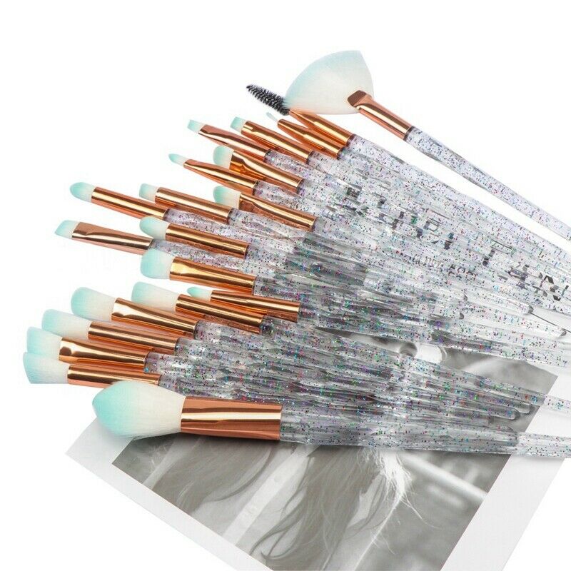 20Pcs/Set Professional Complete Diamond Beauty Makeup Brushes Eyebrow Eyesh S3Q9