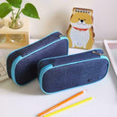 School Boy Pencil Case Bags Large Capacity Solid Color Box Pen Denim Canvas V0H1