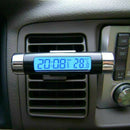 2 in 1 Vent Outlet Clip On Car Blue LED Backlight Digital Temperature and T