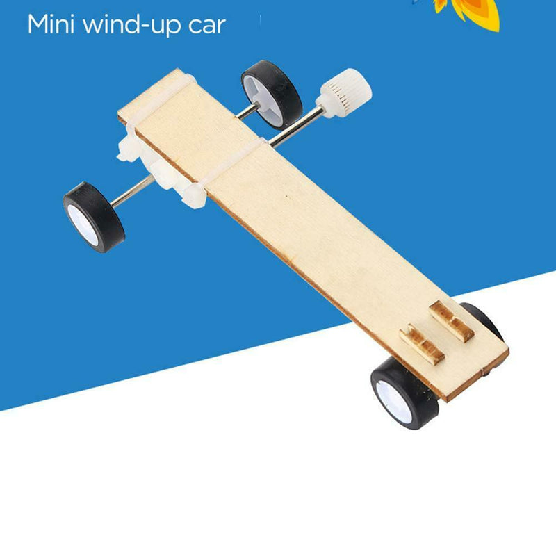 Funny Mini Wood Wind-up Car Assembly DIY Small Production Puzzle Toys