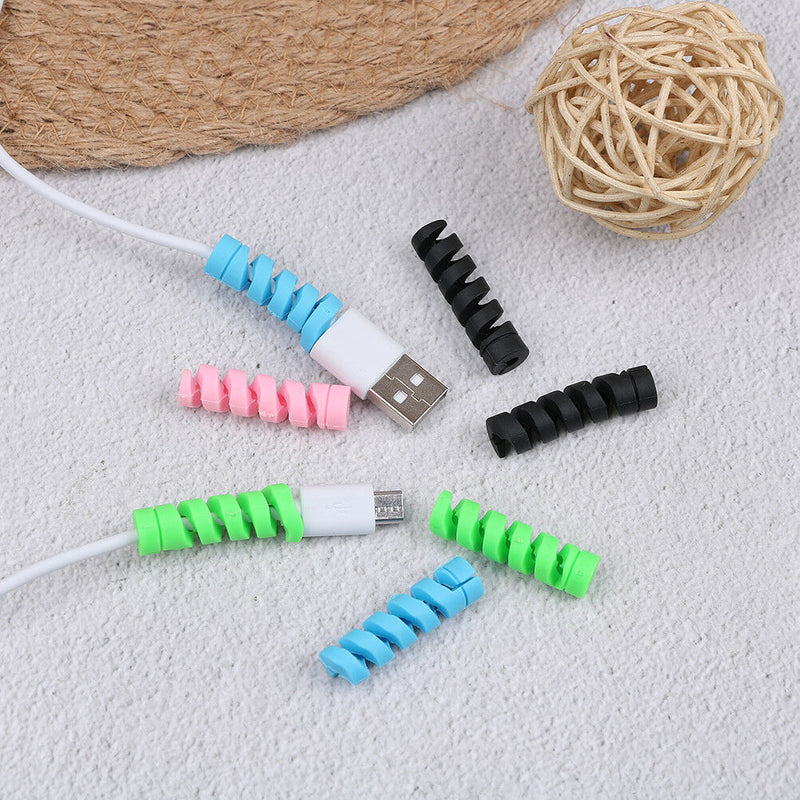 4Pcs/set USB cable protector earphone cord USB line spiral protective sleeve M&E