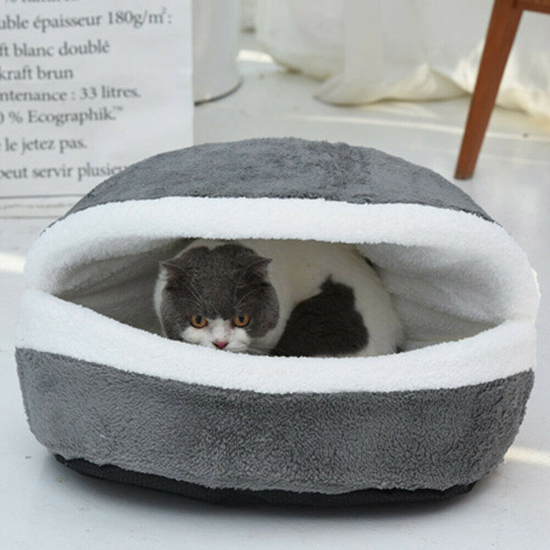 Soft Cat Waterproof Nest Washable Pet Cute Hamburger Bed Kennel Mat (Gray)