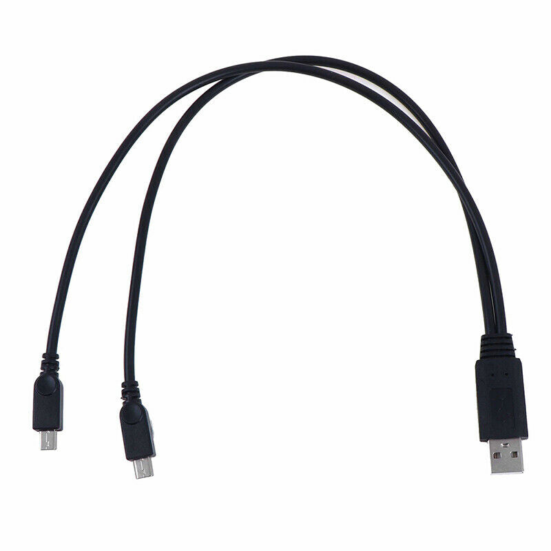 USB 2.0 Male To Male Dual Micro USB Splitter Y Charging Data Cable FT