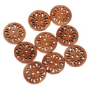 20pcs Brown Carved Flower Wooden Buttons 2 Holes Craft Sewing Cards DIY 23mm