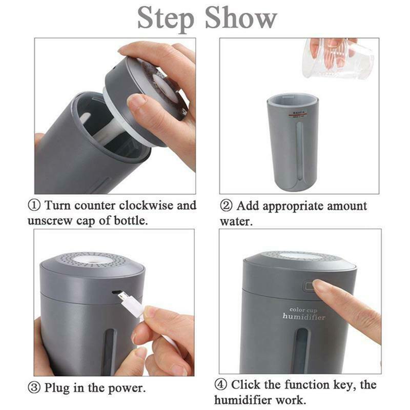 Humidifier, 230Ml Mini Usb Humidifier Cool Mist Humidifier 7 Color Led Ligh N6O4