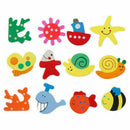 12pcs Fridge Magnet Wooden Cartoon Animals Novelty Magnets Colourful Kid's J4C6