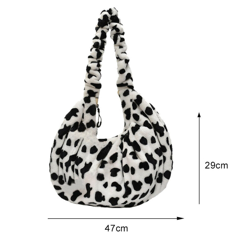 Fashion Pleated Dumplings Women Handbags Cow Printed Big Capacity Messenger Bags