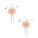 2pcs Wedding Bridal Lace Flower Crystal Beads Pearls Hairpins Hair Clips
