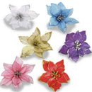 10Pcs Glitter Poinsettia Flowers Christmas Wreath Tree Decorations Xmas Gifts AU