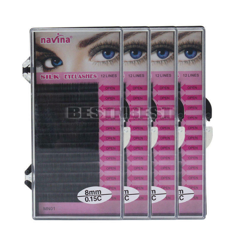 4 Tray Individual  Eyelash Extensions Curl 8/10/12/14mm Beauty tool Hot