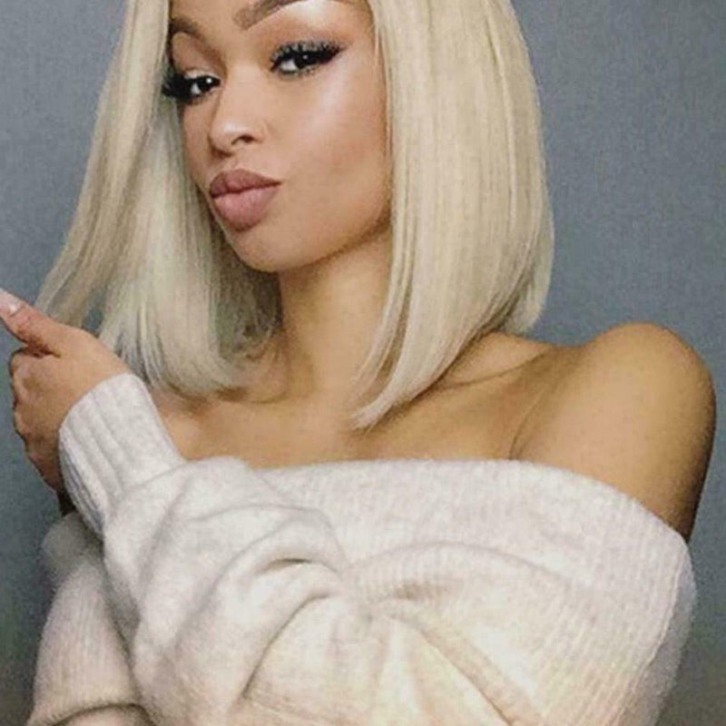 Blonde Wigs Glueless Synthetic Lace Front Blonde Hair Brazilian Hair Short F1Y1