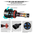 2PCS 4-Sides H8/H9/H11 COB Hi-Lo Beam LED Headlight Kit Bulb High Low 6500K