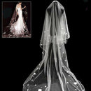 Tulle Wedding Dress Veils White Flowers Super Long Bridal Hair Veil Bride F
