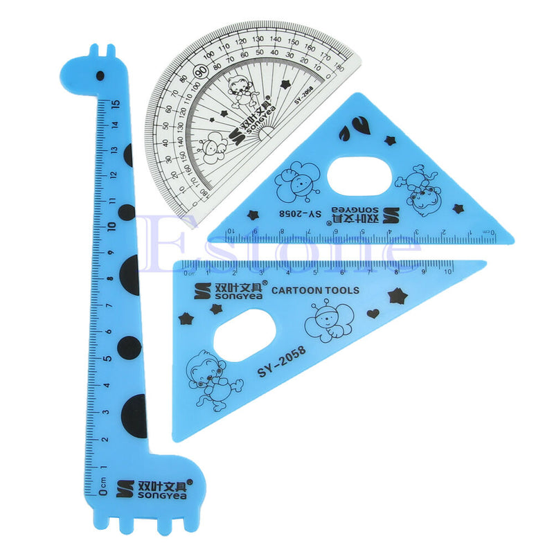 1 Set Cute New Cartoon Giraffe Animal Students' Ruler TriangleRuler Meter Ruler