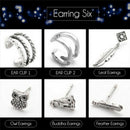 6 Pcs Earrings Set Women Fashion Bohemian Retro Owl Feather Buddha Leaf Jewelrlj