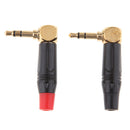 2Pieces 90 Degree 3.5mm 3Pole Male Earphones Audio Solder Jack Plug Adapter