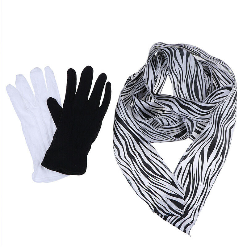 Black White Gloves To Stripe Silk Scarf Magic Tricks Magic Props Toys OZ