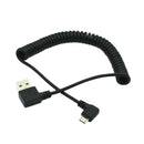 90 Degree Angle USB 2.0 Male to Micro USB Male Charge Sync Coiled Cable