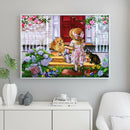 5D DIY Full Round Drill Diamond Painting Watering Girl Cross Stitch Mosaic