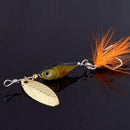 5pcs Fishing Lure Spoon Bait Fish Hook Tackle Rotate Sequins Feathers