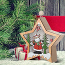 Wooden Star Pendant Xmas Tree LED Fairy Light Ornaments (Christmas Moose) A