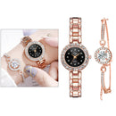 Bracelet Watch Jewellery Gift set Chain Cuff Bracelet Rose Red+Black
